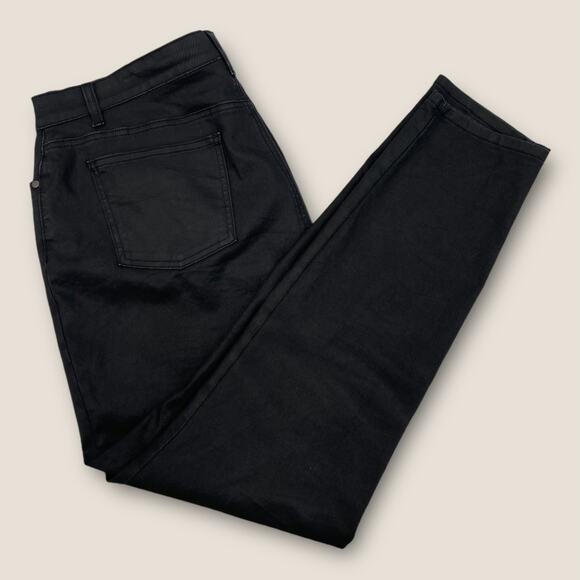 Eileen Fisher Black Waxed Organic Cotton Stretch Denim Jeans - Picture 6 of 8